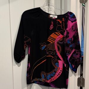 Tibi Women's Black and Pink 100% Silk Blouse